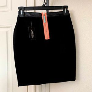 NWT Forever 21 Black Mini Skirt Coral Zipper (S)